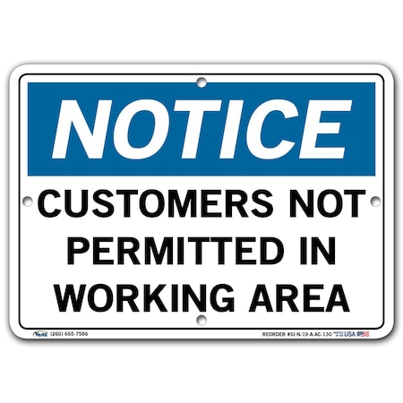 Vestil Aluminum Composite Sign, 7-1/2" Height, 10-1/2" Width, Aluminum Composite, Rectangle, English SI-N-19-A-AC-130